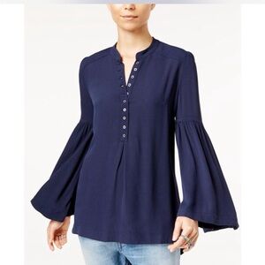 FP Movement by Free People Navy Blouse with Flared Sleeves